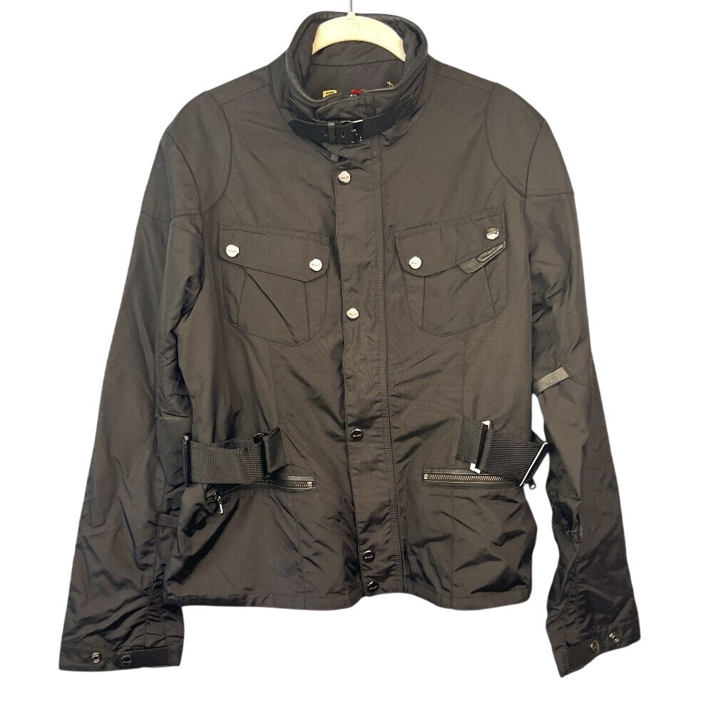 Ralph Lauren RLX Black Motorcycle Jacket Size S Mock Neck with Buckle